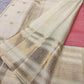 Coral Rose Pink Handwoven Pure Silk Kancheepuram Saree with Zari Kattam Checks and Warm Ivory Border