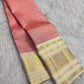 Coral Rose Pink Handwoven Pure Silk Kancheepuram Saree with Zari Kattam Checks and Warm Ivory Border