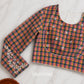 Custom Made Multicolor Checks pure Handwoven  cotton Blouse (Made to Measure)