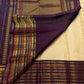 Royal purple and pink silk thread mayil chakram butta on cream ivory Kancheepuram saree — Idam Living