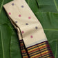 Cream ivory handwoven Kancheepuram pure silk saree with silk thread mayil chakram butta and varisaipet border — Idam Living