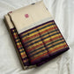 Varisaipet multi-colour stripe pallu on cream ivory Kancheepuram pure silk saree — Idam Living