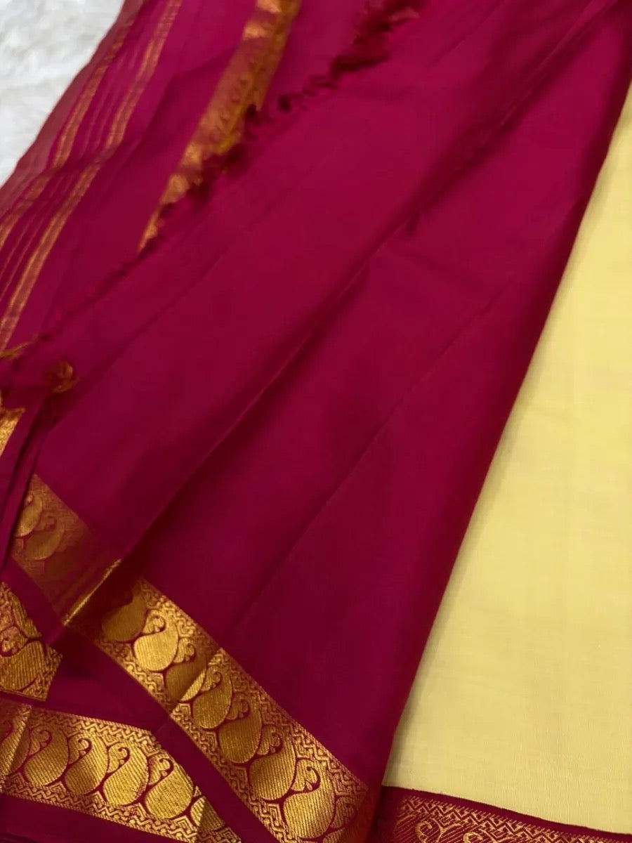 Cream Kancheepuram vintage Korvai silk saree