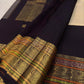 Cream Kanjeevaram saree with stacked gold zari border