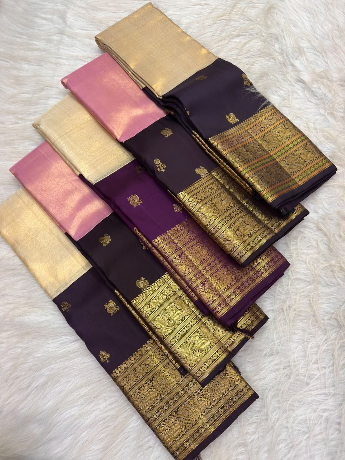 Cream KanchiPattu tissue Butta saree