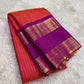 Crimson and Maroon Handwoven Pure Silk Kanchipuram Saree with Maanga Butta and Sorgavaasal Mayil Rettapet Border