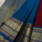 Crimson Maroon Kanchipuram Silk Saree with Peacock Blue Korvai Mayil Border