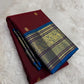Crimson Maroon Kanchipuram Silk Saree with Peacock Blue Korvai Mayil Border