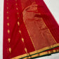 Gold woven buttas on crimson-red Katan Silk Chanderi