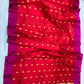 Red Chanderi with purple contrast borders
