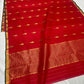 Crimson-red handloom Chanderi silk saree showing its drape