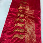 Crimson Red handloom Jari Silk Chanderi saree with gold floral buttas, ornamental floral pallu and fine gold border