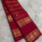 Crimson red Kanchipuram silk saree with Rettapet zari stripes and Maanga butta — Idam Living