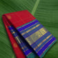 Crimson red Kanchipuram silk saree royal violet varisaipet korvai mayil chakram butta Idam Living