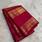 Crimson red Kanjeevaram saree with Rettapet zari stripes and gold border — Idam Living