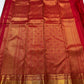 Zari kattam gold zari grid on crimson red Kanjeevaram pure silk saree body — Idam Living