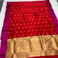 Crimson red Pattu Silk Chanderi saree