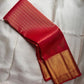 Crimson Red Handwoven Pure Silk Kanjipuram Saree with Vairaoosi and Gold Zari Border