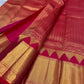 Crimson Red Handwoven Pure Silk Kanjipuram Saree with Vairaoosi and Gold Zari Border