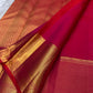 Crimson Red Handwoven Pure Silk Kanjipuram Saree with Vairaoosi and Gold Zari Border