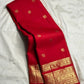 Crimson Varisaipet Kancheepuram silk saree folded, showing full drape and border
