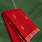 Crimson vermilion Kanchipuram silk saree with antique gold Gandaberunda buttas