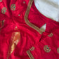 Luxury maroon brown silk blouse with handcrafted embroidery designed by Idam Living USA