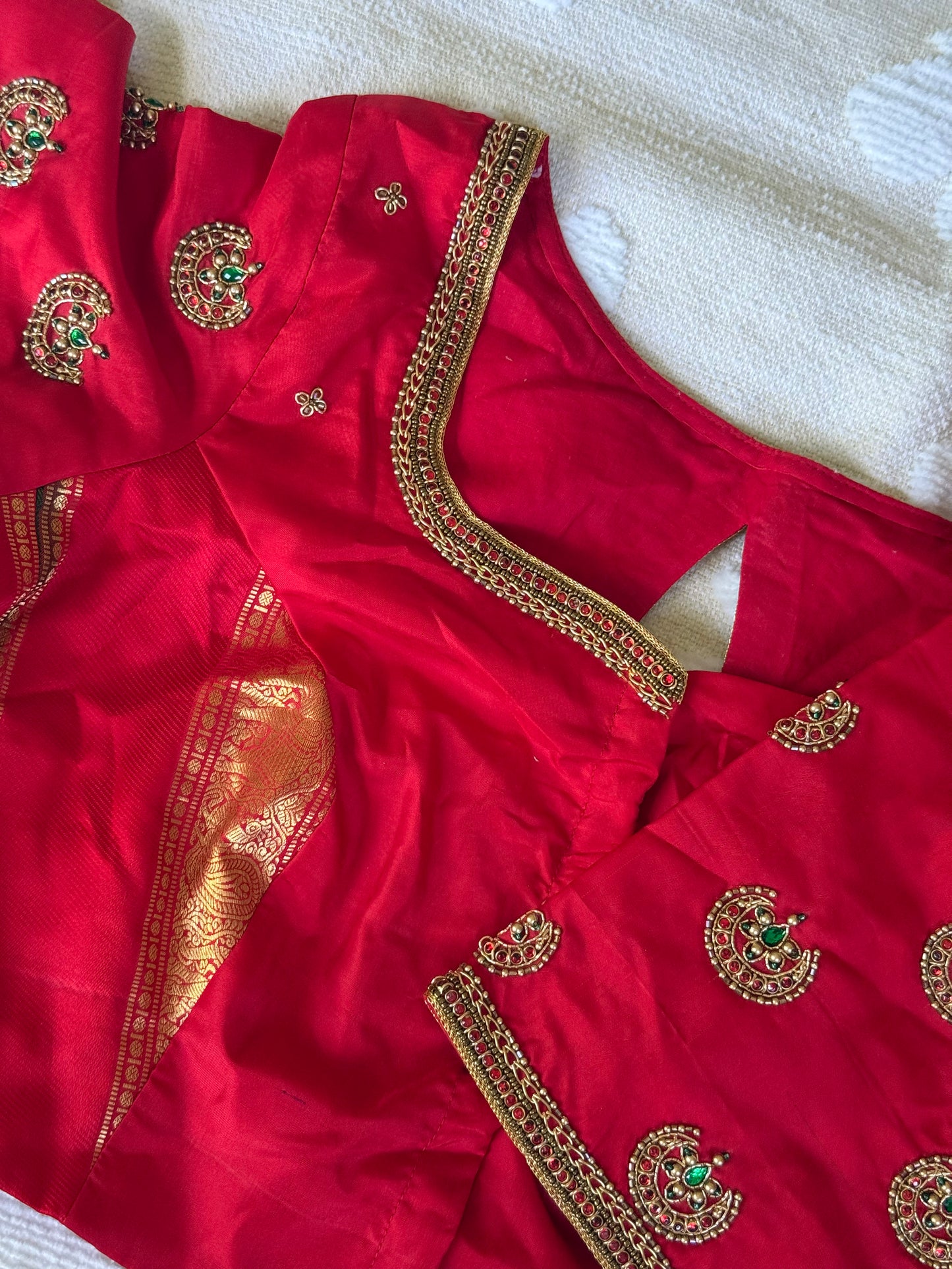 Luxury maroon brown silk blouse with handcrafted embroidery designed by Idam Living USA