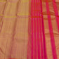 Warm sandal gold and fuchsia pink pure silk Kanjivaram saree with seer pallu – full drape view