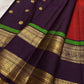 Traditional Kanchipuram Rettapet saree in jewel-toned purple with heritage ornamental zari detailing