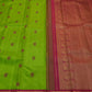 Parrot Green Handwoven Pure Silk Kanchi Pattu Saree with Maroon Korvai Peacock-Inspired Border