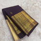 Aubergine purple Pure Silk Kanjivaram saree showcasing handwoven peacock motif zari craftsmanship