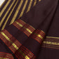 Dark Chocolate Brown Handwoven Pure Silk Kanchi Pattu Saree with Vairaoosi Oosivaanam and Silk Thread Yaanai Border