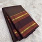 Dark Chocolate Brown Handwoven Pure Silk Kanchi Pattu Saree with Vairaoosi Oosivaanam and Silk Thread Yaanai Border