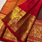 Dark Chocolate Brown and Deep Red Handwoven Pure Silk Kancheepuram Saree with Gandaberunda Mayil Pallu