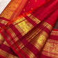 Dark Chocolate Brown and Deep Red Handwoven Pure Silk Kancheepuram Saree with Vanasringaram Mayil Border
