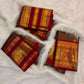 Dark Chocolate Brown and Deep Red Handwoven Pure Silk Kancheepuram Saree with Vanasringaram Mayil Border