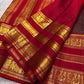 Dark Chocolate Brown and Deep Red Handwoven Pure Silk Kanjeevaram Saree with Yaanai Butta Border