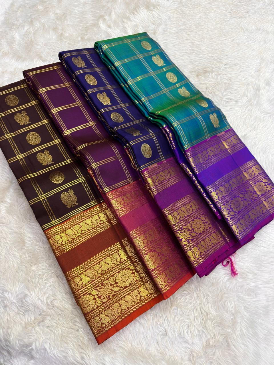 Kanchipattu silk saree in dark cocoa brown with burnt orange border Varisaipet Korvai weave traditional zari detail