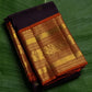 Dark cocoa purple Kanchipuram silk saree with ember orange varisaipet border