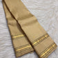 Ivory Gold Handwoven Pure Silk Kancheepuram Rettapet Saree with Dark-Edged Gold Zari Border