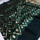 Handwoven forest green Pattu Silk Chanderi saree
