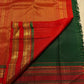 Folded view of bottle green and arakku red zari kattam Kanjivaram silk saree — Idam Living