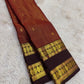 Dark Maroon and Gold Handwoven Pure Silk Kanchi Pattu Saree with Kamalam Butta Jaal and Rettapet Border