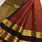 Dark Maroon and Gold Handwoven Pure Silk Kanchi Pattu Saree with Kamalam Butta Jaal and Rettapet Border