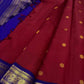 Dark Red Korvai Kanjivaram pure silk saree draped view