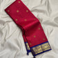 Dark Red and Royal Blue Korvai Kanjivaram pure silk saree full view