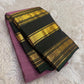Full view of the December Poo Mauve Pure Silk Kanchipuram Varisaipet Saree with Karum Pachai Mayil Zari Border