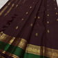 Deep Arakku Handwoven Pure Silk Kanchipuram Rettapet Saree with Emerald Green Border – silk fabric close-up