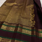 Deep Arakku Handwoven Pure Silk Kanjeevaram Rettapet Saree with Emerald Green Contrast Border – silk fabric close-up